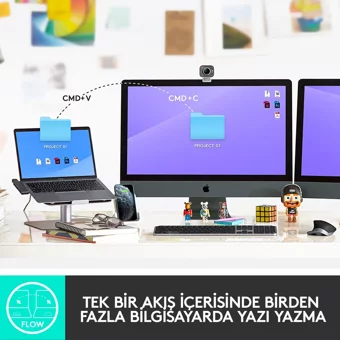 Logitech MX Keys Mac İngilizce Q Kablosuz Siyah Numerik Klavye