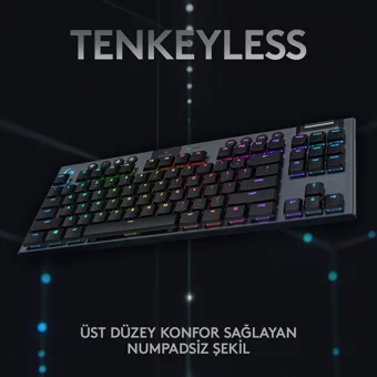 Logitech G915 TKL İngilizce Q RGB Kablosuz Siyah Mekanik Gaming Klavye