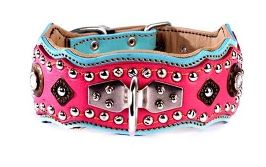 Mg Tasma Ayarlanabilir Boyun Köpek Tasması Mavi-Pembe