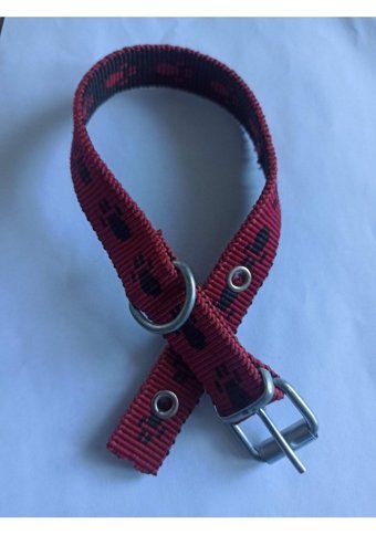 Kozaklı Ayarlanabilir Boyun Köpek Tasması 3 x 36 cm Kırmızı