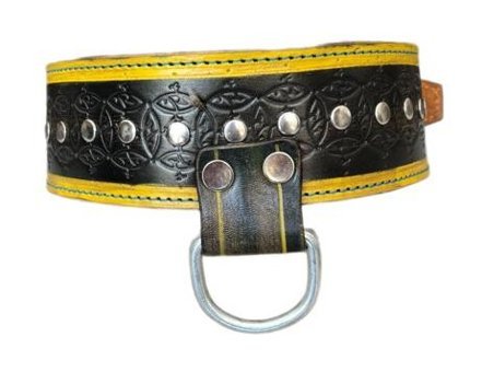 Lnleather Ayarlanabilir Boyun Köpek Tasması Sarı - Siyah