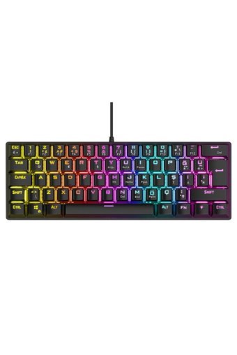 Rampage Plower K60 Türkçe Q RGB Blue Switch Kablolu Siyah Mekanik Gaming Klavye