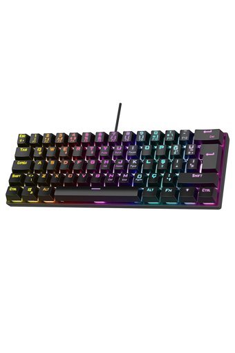 Rampage Plower K60 Türkçe Q RGB Blue Switch Kablolu Siyah Mekanik Gaming Klavye
