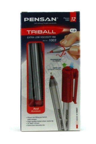 Pensan Triball 1.0 mm İğne Uçlu Kırmızı 12'li Tükenmez Kalem