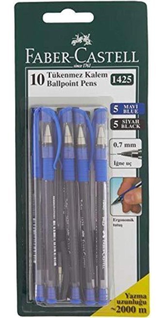 FaberCastell 1425 2 Renkli 0.7 mm İğne Uçlu Çok Renkli 10'lu Tükenmez Kalem Seti