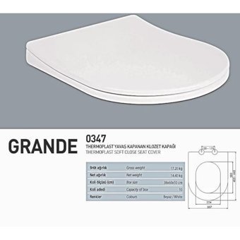Grande Thermoplast Yavaş Kapanan Beyaz U Klozet Kapağı