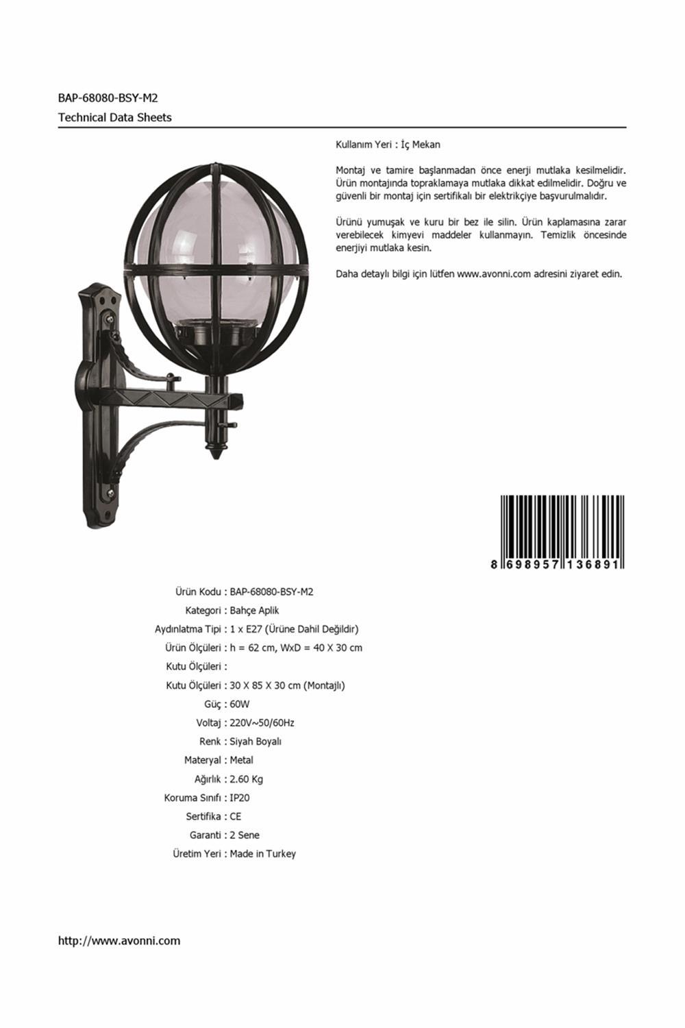 Avonni Bap-68080-Bsy-M2 Tekli Akrilik Aplik Siyah