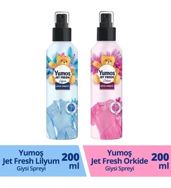 Yumoş Jet Fresh Lilyum Orkide Kokulu Sprey Çamaşır Parfümü 2x200 ml