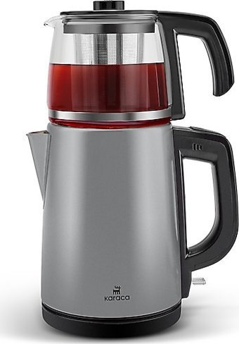 Karaca Tea Glass Cam Demlikli 1650 W Işıklı Çelik Gövdeli İnox Çay Makinesi
