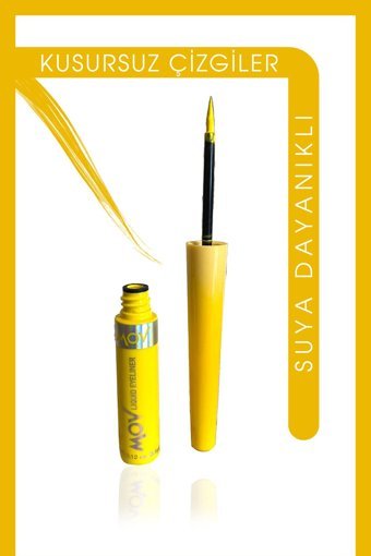 Mov Suya Dayanıklı Parlak Neon Sarı İnce Uçlu Fırça Sıvı Eyeliner