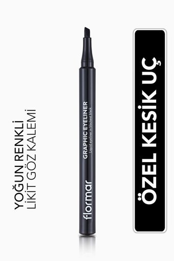 Flormar Graphic Suya Dayanıklı Mat Siyah Kalıcı Keçe Uçlu Keçe Sıvı Eyeliner
