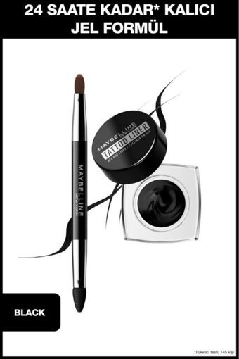 Maybelline New York Tattoo Liner Gel Pot Suya Dayanıklı Mat Siyah Kalıcı İnce Uçlu Fırça Jel Eyeliner