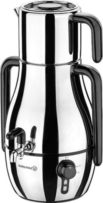 Korkmaz A337-03 Otomatik Paslanmaz Çelik Demlikli 2000 W Işıklı Paslanmaz Çelik Inox Çay Makinesi