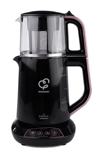 Karaca Çaysever Robotea Konuşan Otomatik Cam Demlikli 2500 W Işıklı Plastik Gövdeli Rose Gold Çay Makinesi
