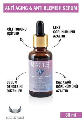 Macle Paris %20 C Vitamini Hyalüronik Asit Yaşlanma Karşıtı Jel Yüz Serumu 30 ml