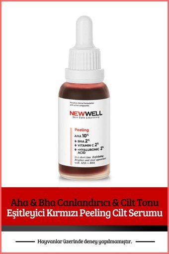 New Well Aha & Bha Canlandırıcı & Cilt Tonu Eşitleyici Kırmızı Canlandırıcı Yaşlanma Kırışıklık Karşıtı Jel Yüz Serumu 30 ml