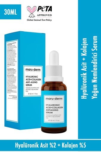 Maru.derm Hyalüronik Asit & Kolajen Yüz Dolgunlaştıran Canlandırıcı Yaşlanma Kırışıklık Karşıtı Jel Yüz Serumu 30 ml