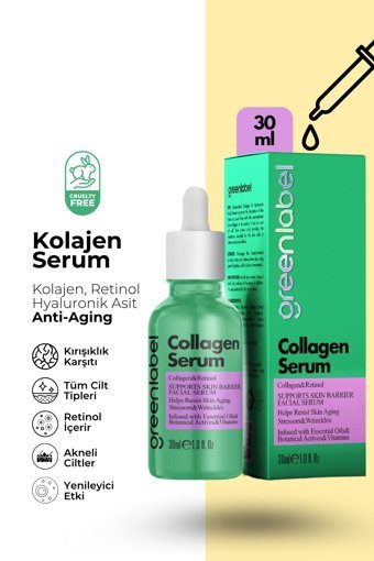 Green Label Kolajen Retinol Canlandırıcı Yaşlanma Kırışıklık Karşıtı Jel Yüz Serumu 30 ml