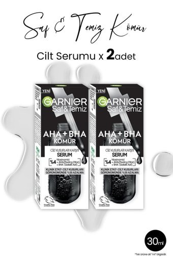 Garnier Saf & Temiz AHA + BHA Kömür Canlandırıcı Jel Yüz Serumu 2x30 ml