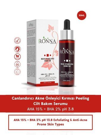 Ronna Beauty AHA 15%+BHA 2% Canlandırıcı Yaşlanma Karşıtı Jel Yüz Serumu 99 ml