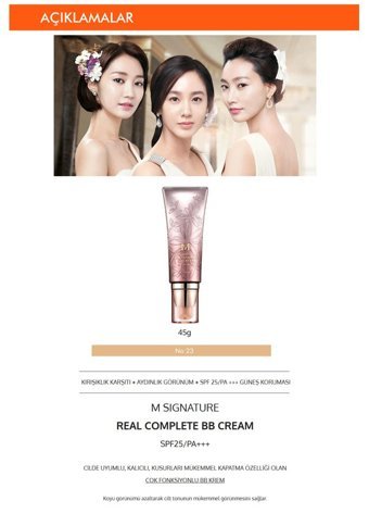 Missha Signature Real Complete Hassas Ciltler İçin Sivilce Yapmayan BB Krem Orta Ton
