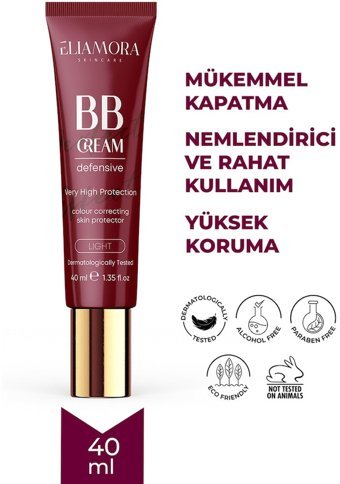 Eliamora Tüm Cilt Tipleri İçin Suya Dayanıklı Su Bazlı Sivilce Yapmayan BB Krem Açık Ton