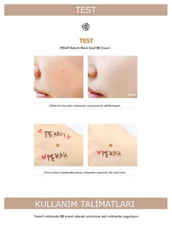 Pekah Siyah Salyangoz Müsini Tüm Cilt Tipleri İçin Suya Dayanıklı Su Bazlı Sivilce Yapmayan BB Krem Orta Ton