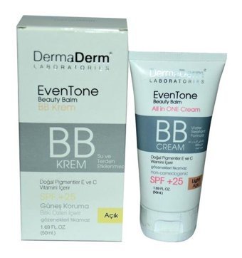 Dermaderm EvenTone Tüm Cilt Tipleri İçin Suya Dayanıklı Sivilce Yapmayan BB Krem Açık Ton