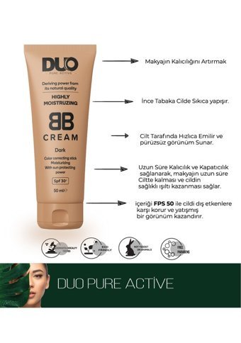 Duo Pure Active Tüm Cilt Tipleri İçin Sivilce Yapmayan BB Krem Koyu Ton