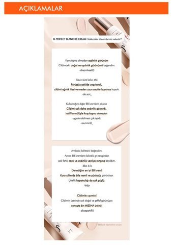 Missha M Perfect Blanc Karma Ciltler İçin Sivilce Yapmayan Işıltılı BB Krem Orta Ton