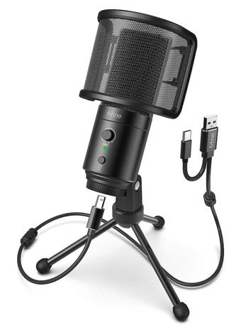 Fifine K683a Profesyonel Condenser Type C Kablolu Yayıncı USB Oyuncu Masaüstü Mikrofonu Siyah