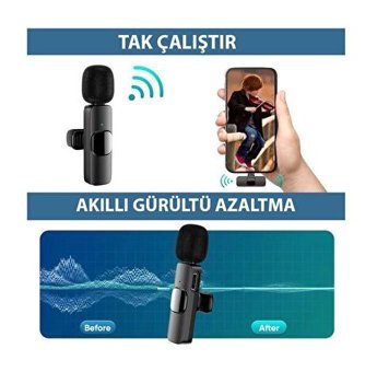 Daytona K9-D Lightning Kablosuz Yayıncı USB Yaka Mikrofonu Siyah