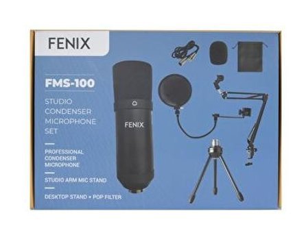 Fenix Fms-100 Kondenser XLR Kablolu Yayıncı Oyuncu Masaüstü Mikrofonu Siyah