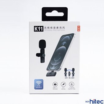 Schitec K11 Lightning Kablosuz Bluetooth Yaka Mikrofonu Siyah