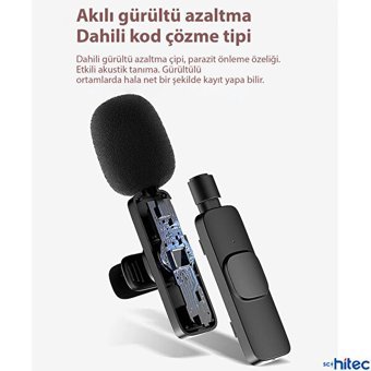 Schitec K11 Lightning Kablosuz Bluetooth Yaka Mikrofonu Siyah