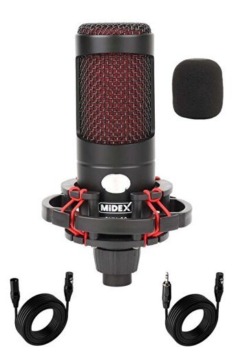 Midex Cxn-30 Profesyonel Condenser 3.5 mm Kablolu Yayıncı Oyuncu Masaüstü Mikrofonu Siyah