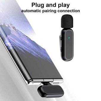 Torima K60 Taşınabilir Condenser Type C Kablosuz Bluetooth Yaka Mikrofonu Siyah