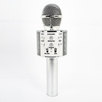 Winex Karaoke Mikrofonu Type A Kablosuz Bluetooth USB RGB El Mikrofonu Gümüş