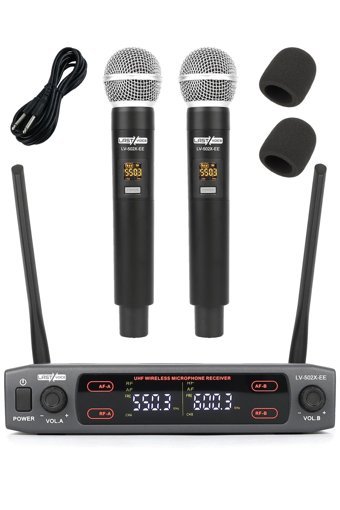 Lastvoice Lv-502EE UHF Dijital 2x30 Kanal Çiftli Kablosuz El Mikrofonu Siyah