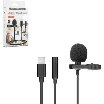 Hadron HD-570 Type C Kablolu Yayıncı USB Oyuncu Yaka Mikrofonu Siyah