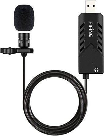 Fifine K053 Type A Kablolu USB Yaka Mikrofonu Siyah