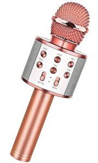 Winex Karaoke Mikrofonu Type A Kablosuz Bluetooth USB RGB El Mikrofonu Pembe