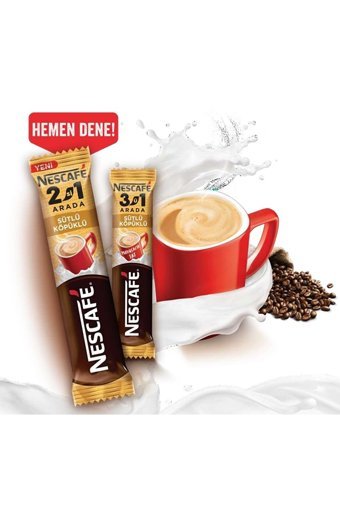 Nescafe 2'si 1 Arada Sütlü Köpüklü 10 gr 48 Adet Granül Kahve Hazır Kahve