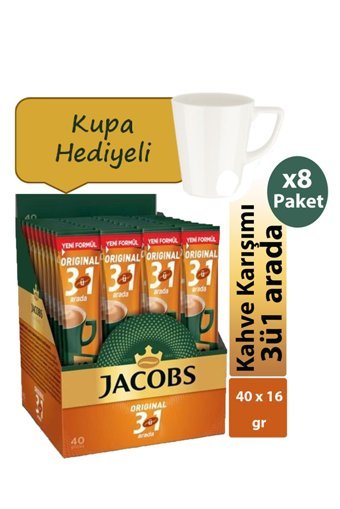 Jacobs 3'ü 1 Arada Sade 40 Adet Granül Kahve Hazır Kahve