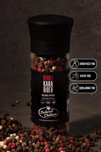 Baharat Dükkanı Renkli Değirmen Kapak Karabiber 50 gr