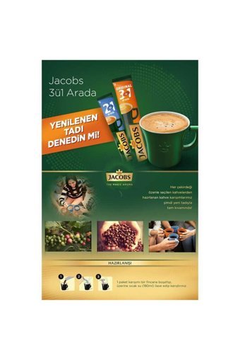 Jacobs 3'ü 1 Arada Sade 240 Adet Granül Kahve Hazır Kahve