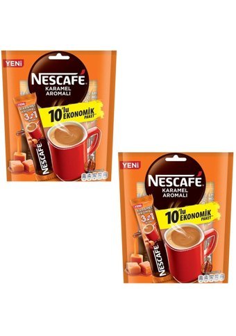 Nescafe 3'ü 1 Arada Karamelli 10 Adet Granül Kahve Hazır Kahve