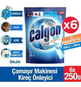 Calgon Ultra Konsantre 4'ü 1 Arada 6 x 250 gr Kireç Önleyici