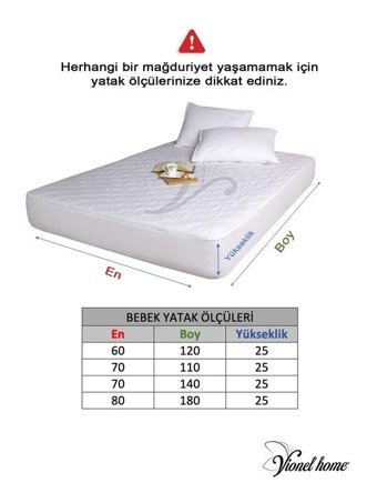Vionel Home Fitted Pamuk Lastikli Sıvı Geçirmez 60 X 120 cm Tek Kişilik Alez