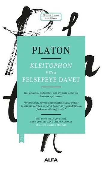Kleitophon veya Felsefeye Davet Platon Alfa Yayıncılık